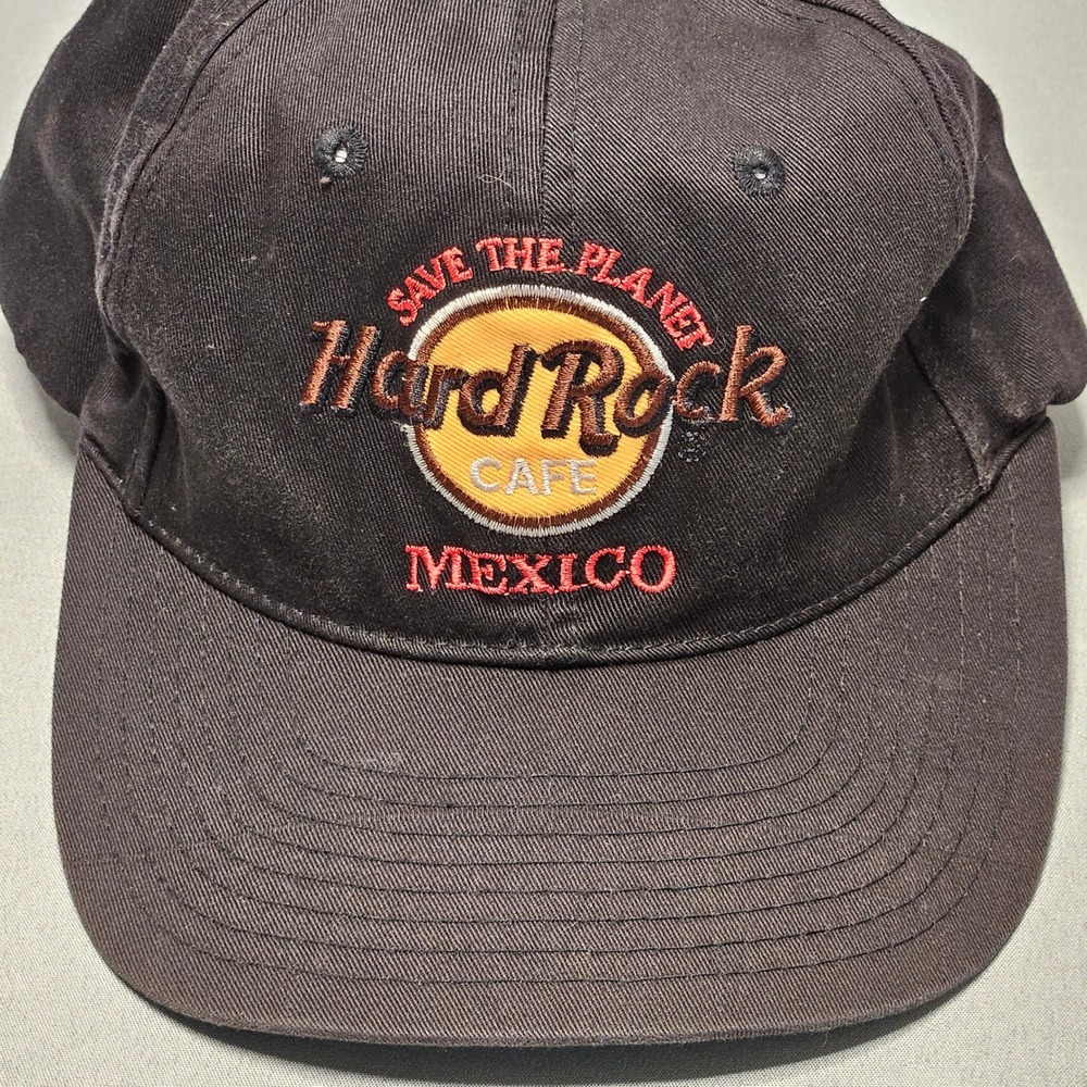Hard Rock Cafe Hat Mens OSFA Black Mexico Save The Planet Snapback Vintage Cap